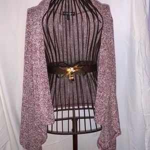 Red and White Knit Cardigan